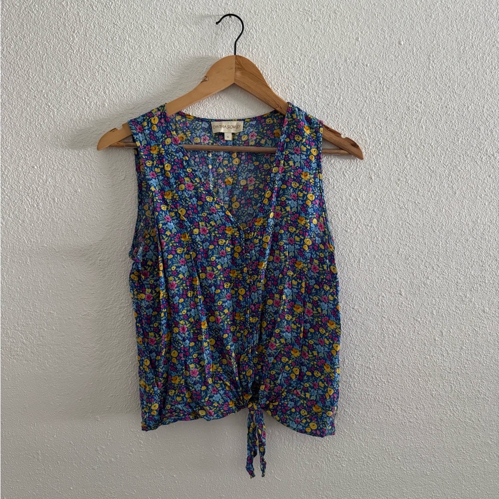 Floral Sleeveless Top - Blue